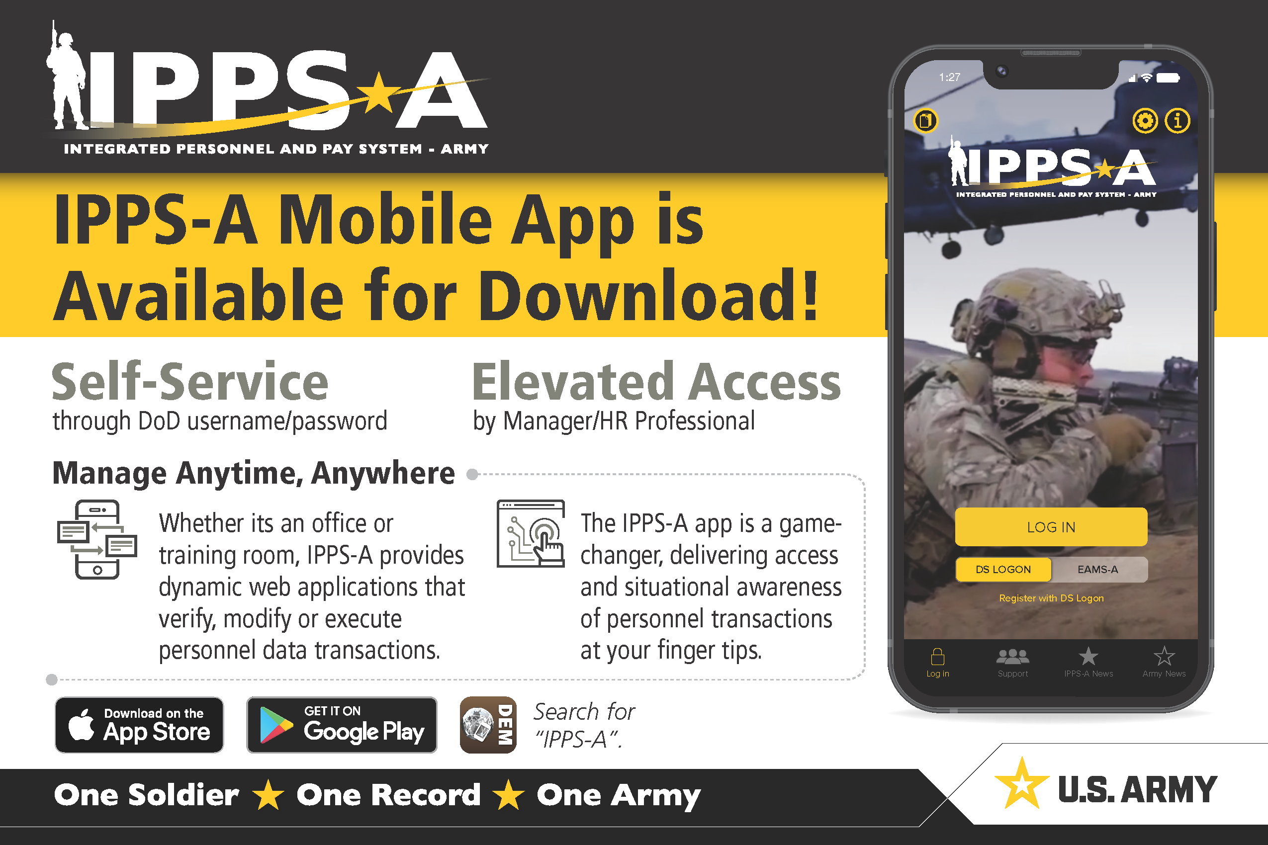 Informational one-pager on how to download the IPPS-A mobile app